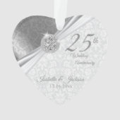 Classy Damask - 25th Silver Wedding Jubileum Ornament (achterkant)