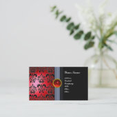 CLASSY DAMASK GEM MONOGRAM zwart rood Visitekaartje (Staand voorkant)