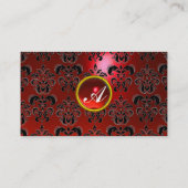 CLASSY DAMASK GEM MONOGRAM zwart rood Visitekaartje (Achterkant)