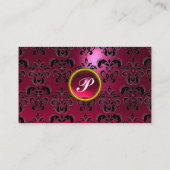 CLASSY DAMASK GEM MONOGRAM zwart roze Visitekaartje (Achterkant)