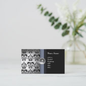 CLASSY DAMASK GEM MONOGRAM zwart wit Visitekaartje (Staand voorkant)