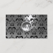 CLASSY DAMASK GEM MONOGRAM zwart wit Visitekaartje (Achterkant)