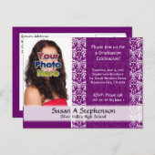 Classy Damask Graduation Party Invitation Photo (Devant / Derrière)