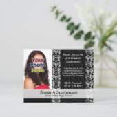 Classy Damask Graduation Party Invitation Photo (Debout devant)