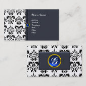 CLASSY DAMASK MONOGRAM blue saffierparel Visitekaartje (Voorkant / Achterkant)