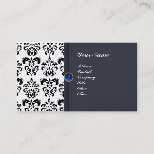 CLASSY DAMASK MONOGRAM blue saffierparel Visitekaartje (Voorkant)