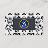CLASSY DAMASK MONOGRAM blue sapphire gold Visitekaartje (Achterkant)