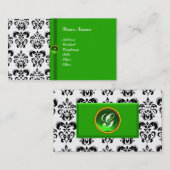 CLASSY DAMASK MONOGRAM green emerald paarl Visitekaartje (Voorkant / Achterkant)