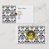 CLASSY DAMASK MONOGRAM metallic eggshell Visitekaartje (Voorkant / Achterkant)