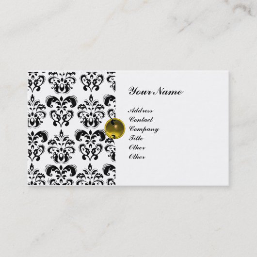 CLASSY DAMASK MONOGRAM metallic eggshell Visitekaartje (Voorkant)
