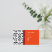 CLASSY DAMASK MONOGRAM, paarse roze ruby Visitekaartje (Staand voorkant)
