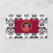 CLASSY DAMASK MONOGRAM, roodroze roodroze Visitekaartje (Achterkant)