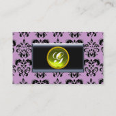CLASSY DAMASK MONOGRAM zwart-wit geel Visitekaartje (Achterkant)