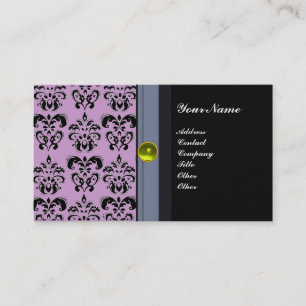 CLASSY DAMASK MONOGRAM zwart-wit geel Visitekaartje