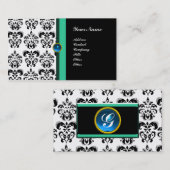 CLASSY DAMASK MONOGRAM, zwarte saffier Visitekaartje (Voorkant / Achterkant)