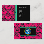 CLASSY DAMASK MONOGRAM, zwarte saffier Visitekaartje (Voorkant / Achterkant)