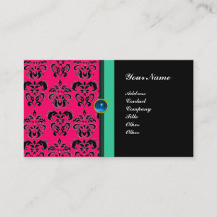 CLASSY DAMASK MONOGRAM, zwarte saffier Visitekaartje