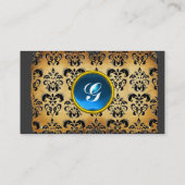 CLASSY DAMASK PARCHMENT MONOGRAM green emerald Visitekaartje (Achterkant)