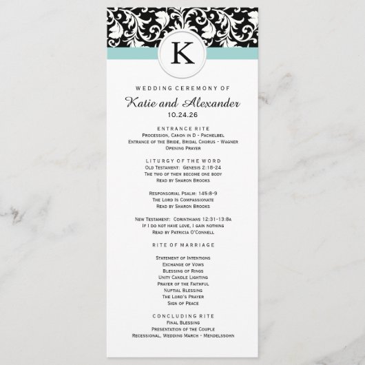 Classy Damask Wedding Program Programma (Voorkant)
