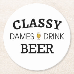 Classy Dames Drink Beer Ronde Kartonnen Onderzetter