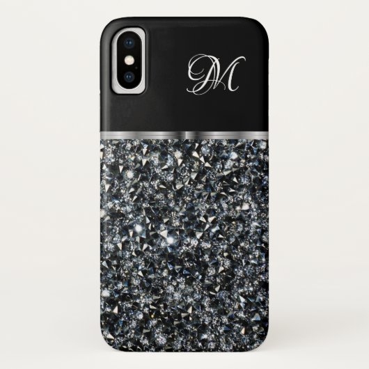 Classy Dames Faux Rhinestone Jewel Monogram Case-Mate iPhone Case (Achterkant)