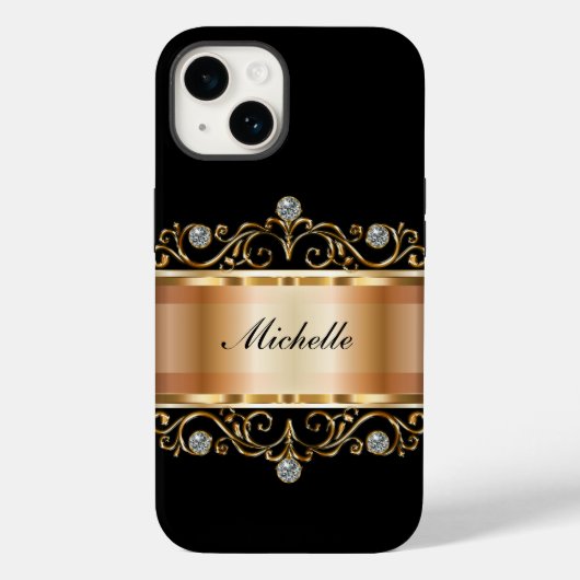 Classy Dames Monogram Bling Hoesje-Mate iPhone Cas Case-Mate iPhone Case (Achterkant)