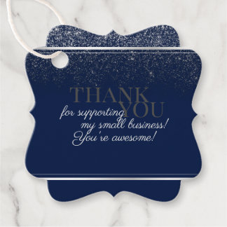 Classy Dark Blue en Silver Packaging Hartelijk dan Bedankjes Labels