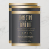Classy Dark Gold Foil Stripes Wedding Invitting Kaart (Voorkant / Achterkant)
