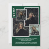 Classy Dark Green Photo Collage Afstuderen Aankondiging (Achterkant)