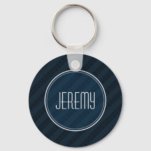 Classy Dark Navy Custom Monogram Versie 2.0 Sleutelhanger