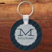 Classy Dark Navy Custom Monogram Versie 2.1 Sleutelhanger (Voorkant)