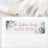 Classy Dark Red Teal Blue Green Floral Wreath Etiket (Insitu)