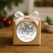 Classy Dark Red Teal Blue Green Floral Wreath Ronde Sticker