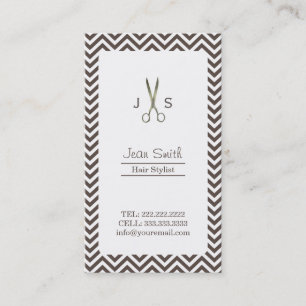 Classy Dark Tan Chevron Stripes Hair Stylist Visitekaartje