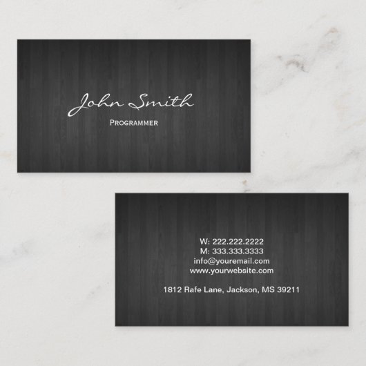 Classy Dark Wood Programmer Visitekaartje (Voorkant / Achterkant)