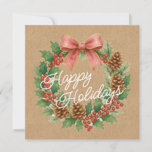 Classy December Krans met Pink Bow Holiday Kaart