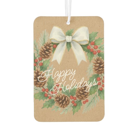 Classy december krans met witte boog vakantie luchtverfrisser (Achterkant)