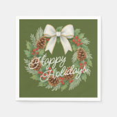 Classy december krans met witte boog vakantie servet (Voorkant)