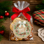 Classy december krans met witte boog Waterverf Ronde Sticker