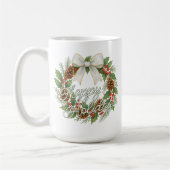 Classy December Wreath With White Bow Holiday Koffiemok (Links)