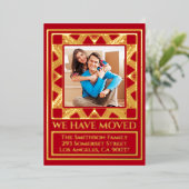 Classy Deco Chic Personalized Moving Announge Folie Feestdagenkaart (Staand Voorkant)