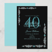 Classy Decoratieve Aqua Gem Verjaardag Kaart (Voorkant / Achterkant)