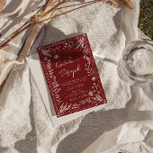 Classy Deep Red Blue Floral All In One Wedding Kaart