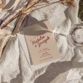 Classy Deep Red Blue Whimsical All In One Wedding Kaart