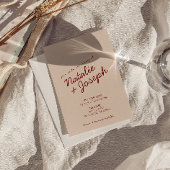 Classy Deep Red Blue Whimsical Photo Wedding Kaart