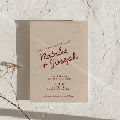 Classy Deep Red Whimsical QR Code Photo Wedding Kaart