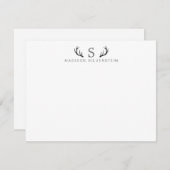 Classy Deer Antlers Gray Monogram Notitiekaartje (Voorkant / Achterkant)