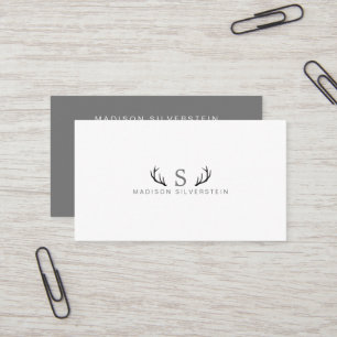 Classy Deer Antlers Gray Monogram Professional Visitekaartje