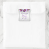 Classy diamanten & bloemen verjaardag vierkante sticker (Tas)