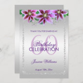 Classy Diamonds & Flowers Birthday Bedankkaart (Voorkant / Achterkant)